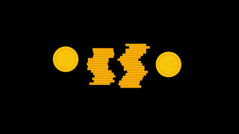 Goldmünzenstapel-Symbol-Animationsschleife,-Video,-Transparenter-Hintergrund-Mit-Alphakanal